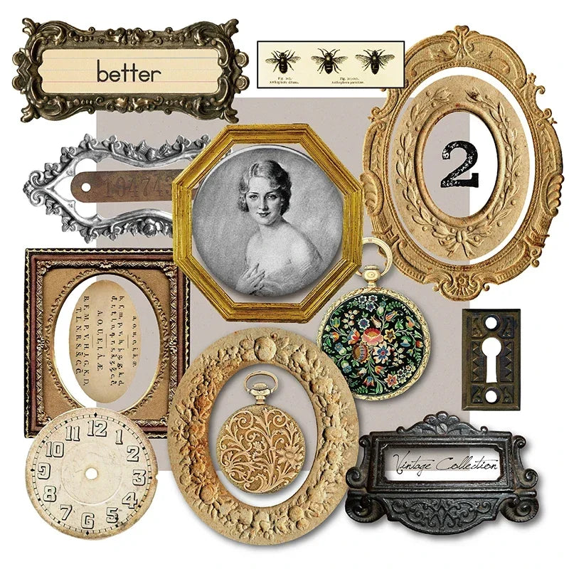 Vintage Mottled Clip Lady Hand Cardstock DIY Junk Journal Collage Flower Frame Door Craft Paper Thick Card Material Scrapbooking