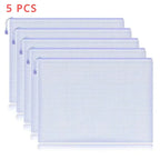 5 PCS A4 A5 A6 Mesh Zipper Pouch Document Bag Waterproof Zip File Folder Storage Bags A4 A5 A6 Office School Supplies Stationery