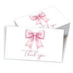 50pcs Business Thank You Cards Cherry & Pink Bow Design Celebration Invitations Gift Wrapping Cards For Party
