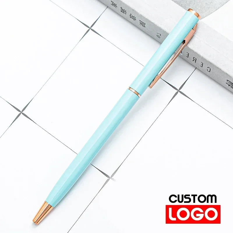 New Metal Ballpoint Pen Rose Gold Pen Custom Logo Advertising Ballpoint Pen  Lettering Engraved Name School&office Supplies