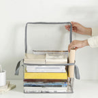 Clear PVC Book Storage Bag - Transparent, Dustproof, High Quality, Foldable Organizer with Handles for Books and magazine