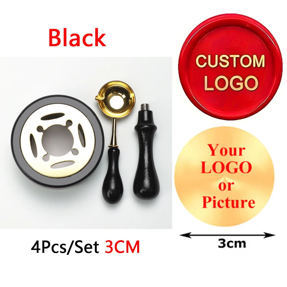 Custom Wax Seal Stamp Kit Personalized Image/LOGO Customized Wax Sealing Stamp with Melting Spoon set for Wedding Invitation Wax