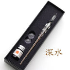 Crystal Glass Dipping Pen Gift Box Colorful Gold Powder Ink Signature Pen Set Creative Stationery Gifts For Friends Classmates