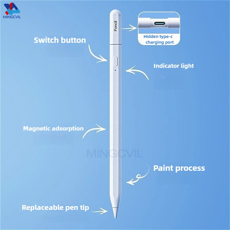 For iPad Pencil 2025 M4 Stylus Pen for Air 6 M2 Pro M3 with Palm Rejection Tilt for iPad Pro 11 12.9 13 7/8/9/10/11th mini 5 6 7