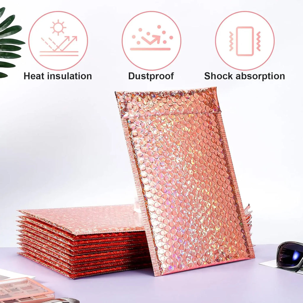30Pcs Holographic Bubble Mailer Mailing Envelope Thicken Protection Waterproof Padded Bubble Envelopes Pack Bag for Shipping