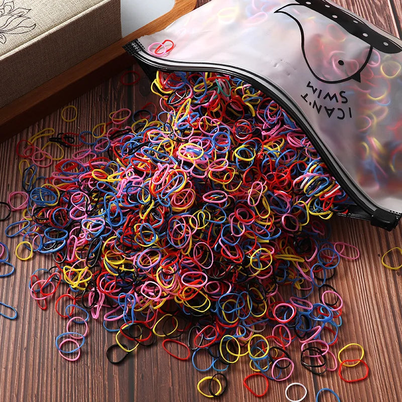 1000/2000pcs Girls Colorful Disposable Rubber Elastic Hair Band Ties Children Ponytail Holder Bands Kid Hair Accessories Leagues