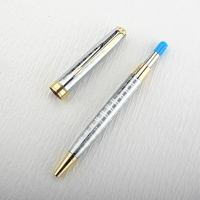 Luxury Metal Rollerball Pen 0.7mm Blue Ink Steel Gold Business Signature Pens for School Office Writing Supplies Stationery