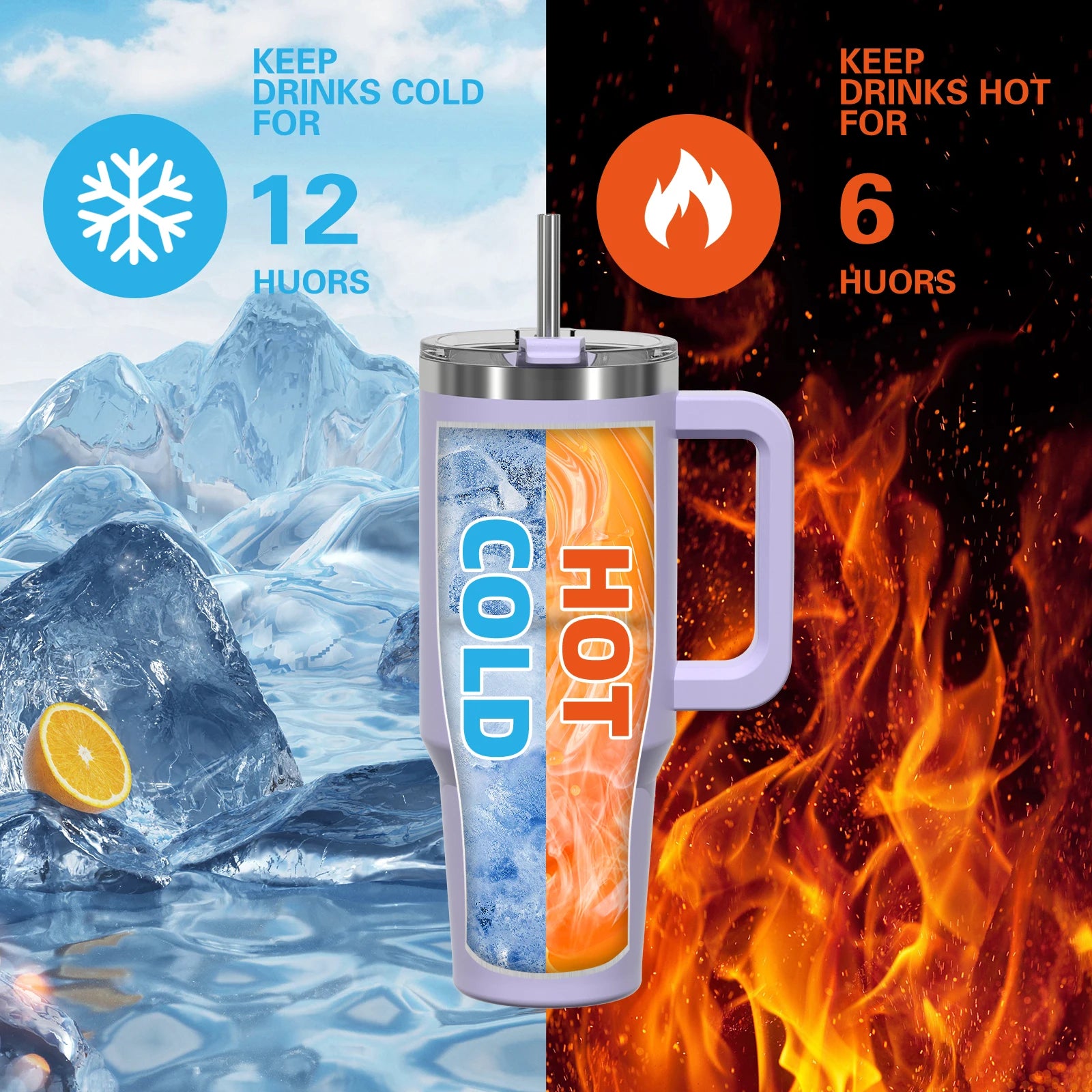 WATERSY Large Capacity 30/40oz Stainless Steel Tumbler with Handle And Straw Double Vacuum Insulated Thermal Coffee Mug