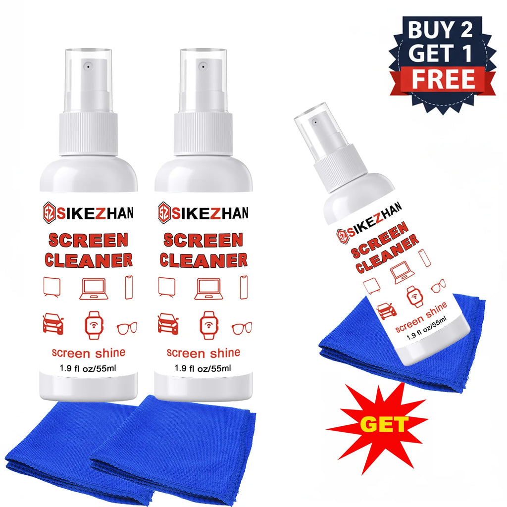 Screen Cleaner Spray Kit Refillable with Microfiber Cloth for iPhone iPad Laptop Glasses Car.Portable Streak-Free Mist 55ml/pc