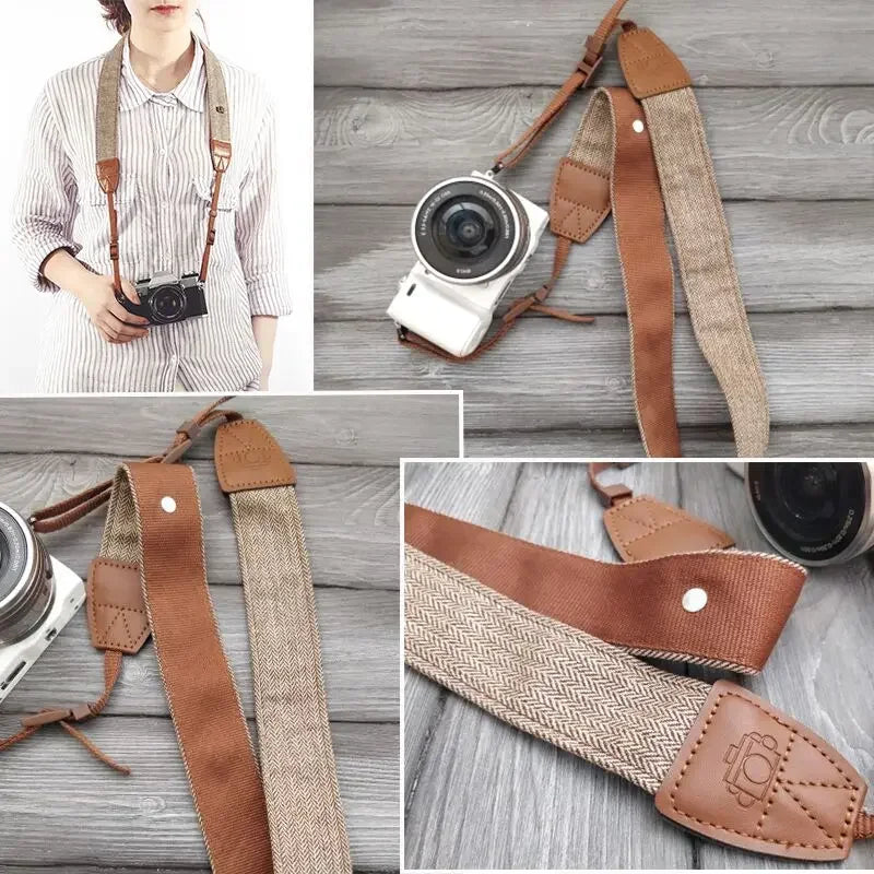 Portable Camera Strap Adjustable Cotton Leather Camera Shoulder Neck Strap Belt For Sony/ Nikon Camera Belt For DSLR Digital SLR