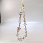 Cute Glass Bowknot Flower Bead Phone Strap Charm Chain Knot Cellphone Lanyard Keychain Girl Bag Camera Pendant for Airpods Case