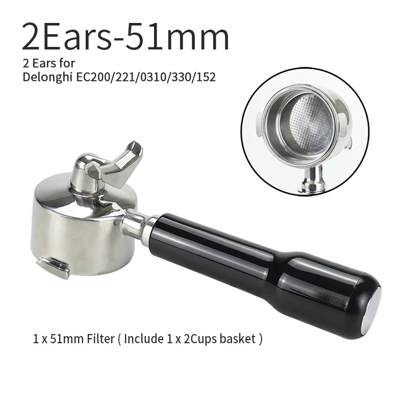 51mm Coffee Bottomless Portafilter Naked For Delonghi EC680 EC685 Replacement Filter Basket Espresso Machine Cafe Accessories