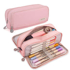 Large Capacity Pencil Case 3 Compartment Multifunctional Pen Bag for Girls Boy School Student Office Stationery Organizer