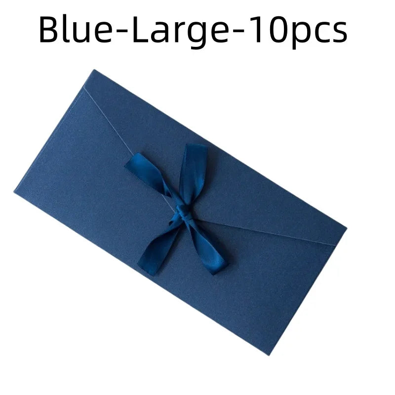 10 Pcs/set Envelope Pearlescent Paper Bow Thicken Ribbon Retro Creative Color Stationery Wedding Invited Gift High Quality