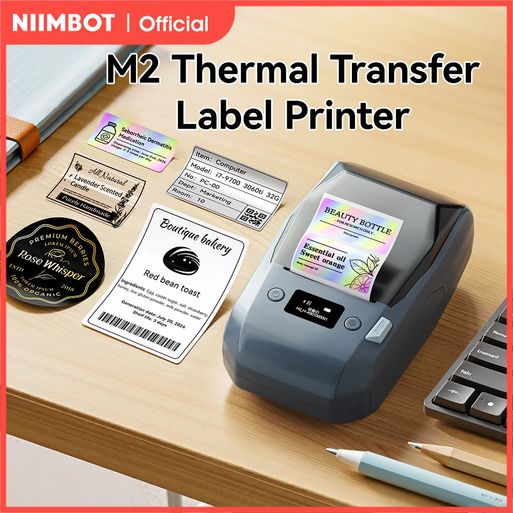 Niimbot M2 Portable Thermal Transfer Label Printer Multi-function Sticker Label Maker Machine for Office Clothes Tag Power Cable