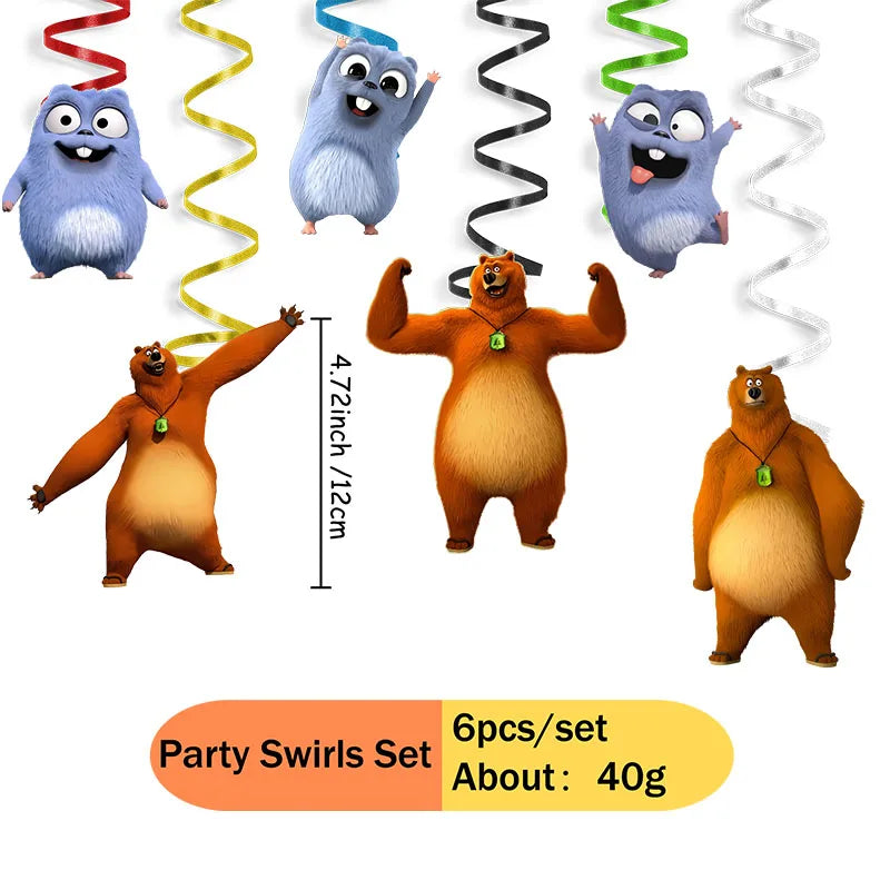 Grizzly and The Lemmings Cartoon Party Supplies Disposable Tableware Paper Plates for Birthday Shower Party Decoration Gifts