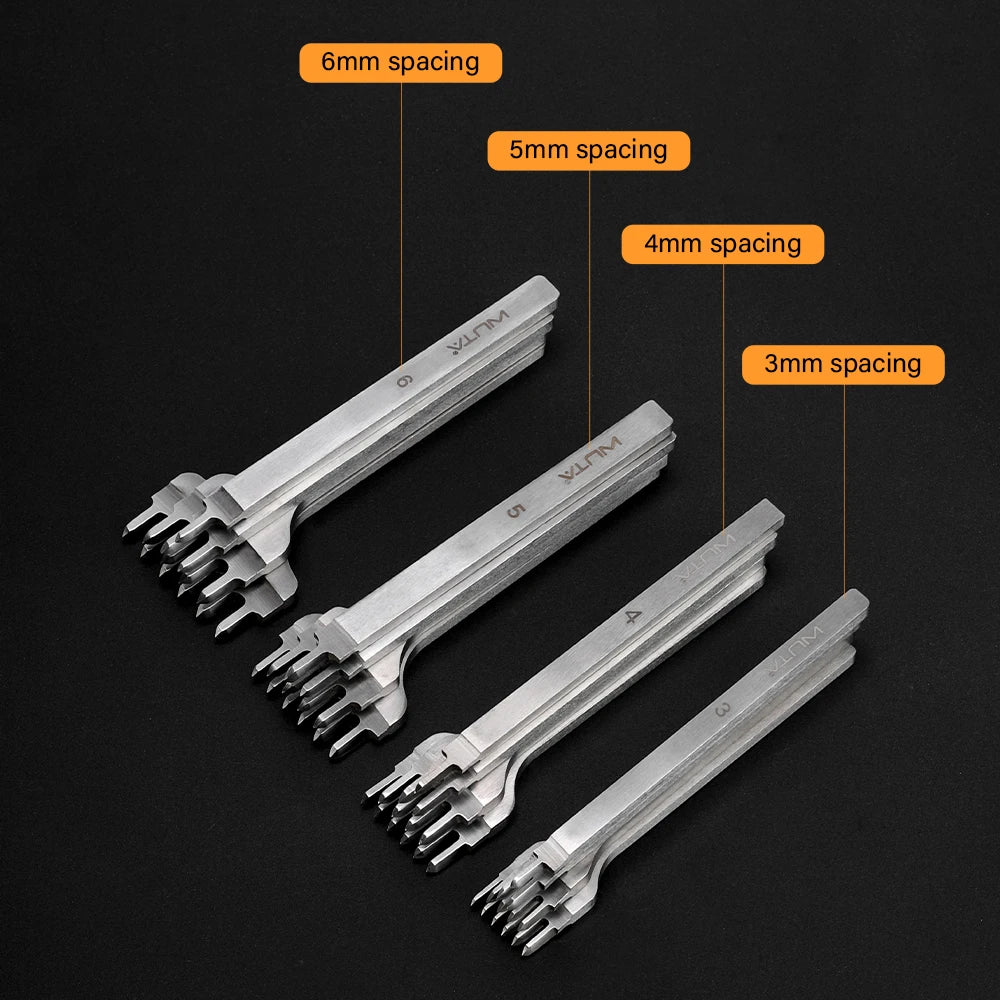 WUTA 1Set 4pcs Basic Leather Chisel Tool Diamond Pricking Iron Hole Punch Stitching Leather Craft tools 3/4/5/6mm 1-2-4-6 teeth