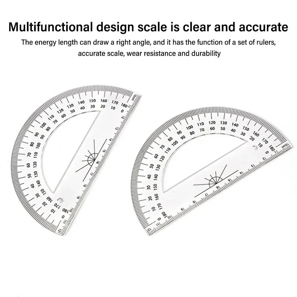 Professional Plastic Set Square Drafting Tools Transparent Angle Protractor Geometry With Handle Scale Ruler School Office
