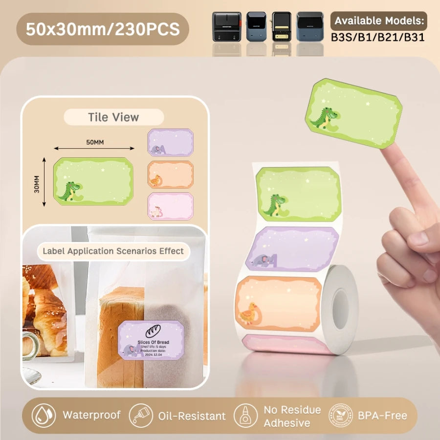 NIIMBOT B21/B203/B3S Label Machine Printing Paper Self Adhesive Label Waterproof Oil Resistant Tear Resistant Label
