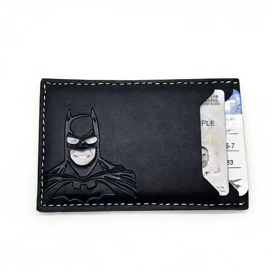 Personalized Leather ID Card Holder Superhero Mask Design Perfect Gift Travel Wallet ID Cover Trendy Youth