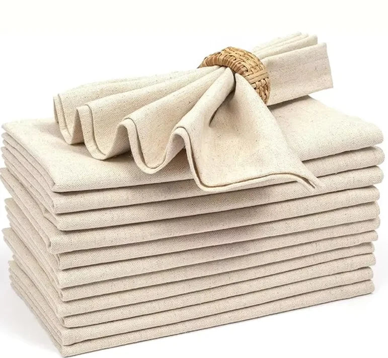6/10/12 pcs Cotton Linen Napkin 40cm Napkin Muslin Tea Towels Dinner Retro Cheesecloth Wedding Party Rustic Table Decoration