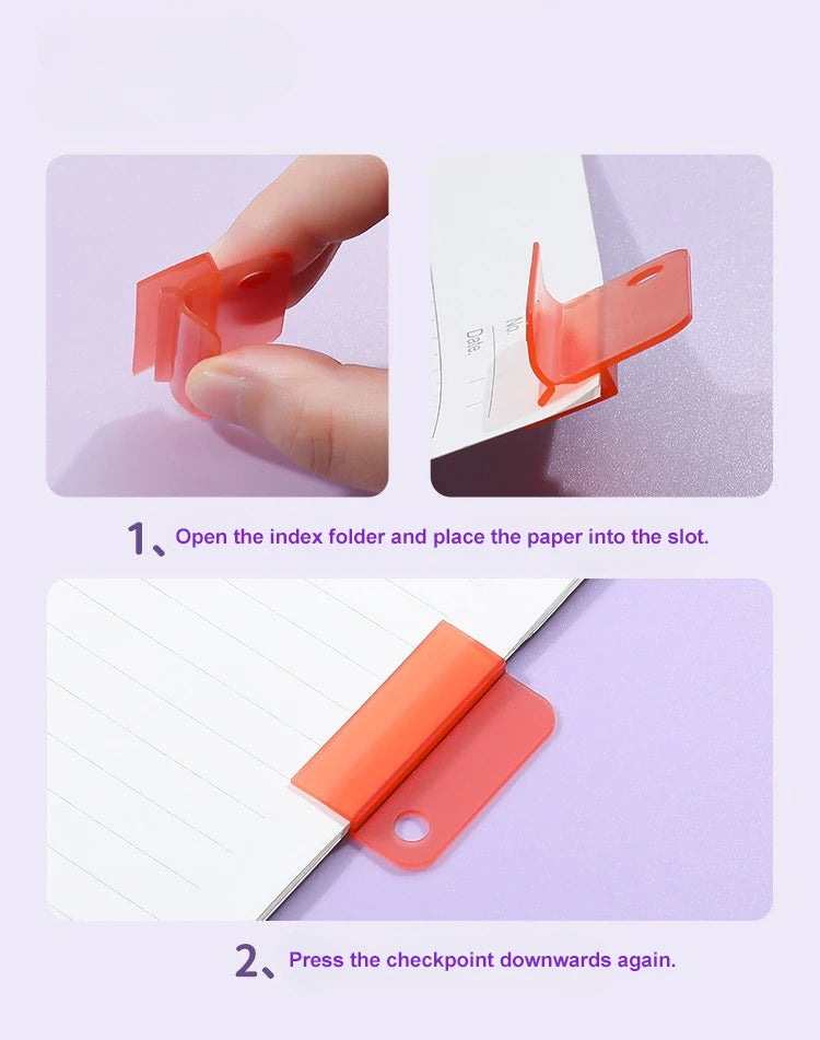5pcs Plastic Index Clip Colorful Multi-function Bookmark Clip Transparent File Classification File Classification Clamp