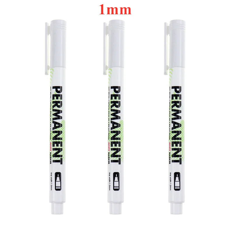 1/3/5 Pcs White Marker Pens 1.0mm 2.0mm Fast Drying Permanent Oily Waterproof Paint Tire Markers Graffiti Pens