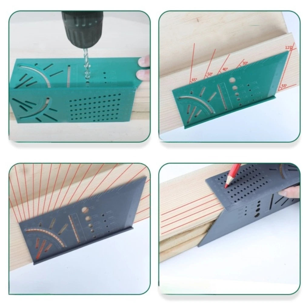 Plastic Woodworking 3D Angle Ruler Woodcraft Scriber T-Type Multifunctional 90 Degree Ruler Angle