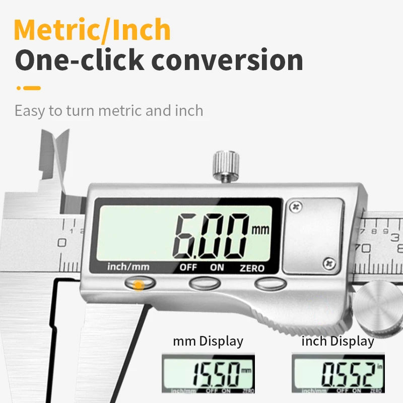 Kerseo Digital Caliper Stainless Steel Metal Vernier Caliber Measuring Tools Woodworking Thickness Gauge Depth Electronic Ruler
