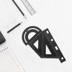 1Set Metal Math Drawing Set Includes Straight Ruler Triangle Plate Protractor for Students Architects Engineers Artists Portable
