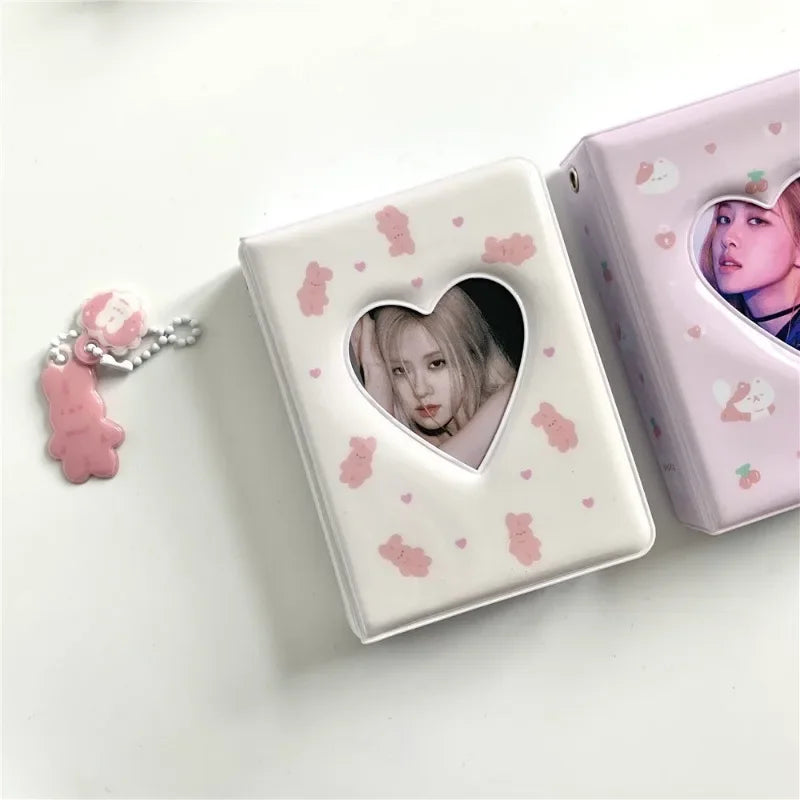 Cute Bear Photo Album 3 Inch Love Heart Hollow Picture Storage Case Kpop Card Binder Name Card Book Photocard Holder 36 Pockets