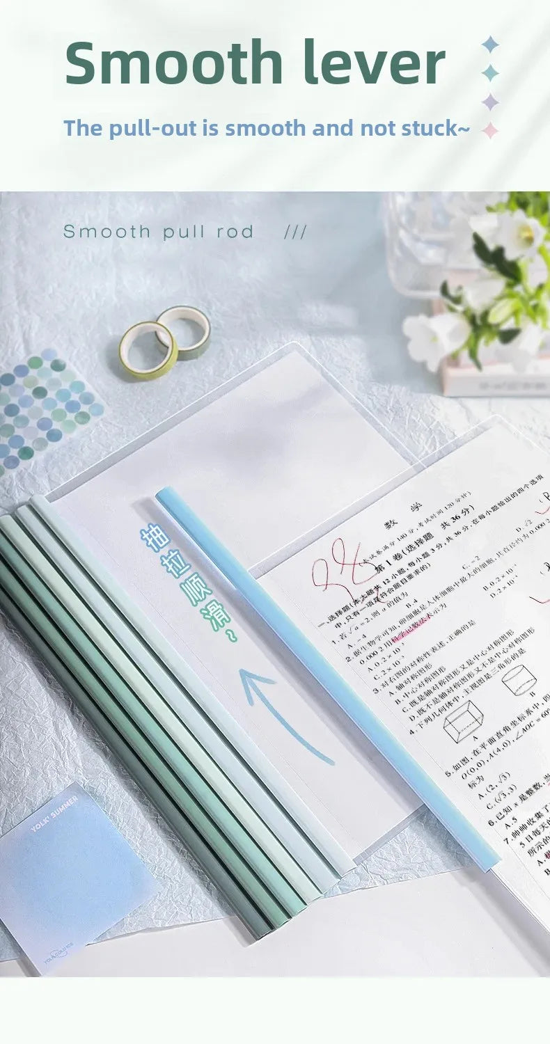 10pcs Transparent File Document Thicken Draw Rod A4 Folder Test Paper Storage Bag Clip Office Folder Organizer Office Supplies