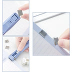 Smile Design Push Paper Clip New Plastics Mini Binder File Stapler Reusable Pusher Set School