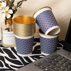 50pcs/pack 250ml Disposable Gold Foil Paper Cup Commercial Office Hot Drinks Tea Cups Coffee Cup