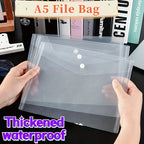 A5 Folder Bag Transparent Plastic Water Resistant File Holder File Paper Office Supplies Documents Protectors