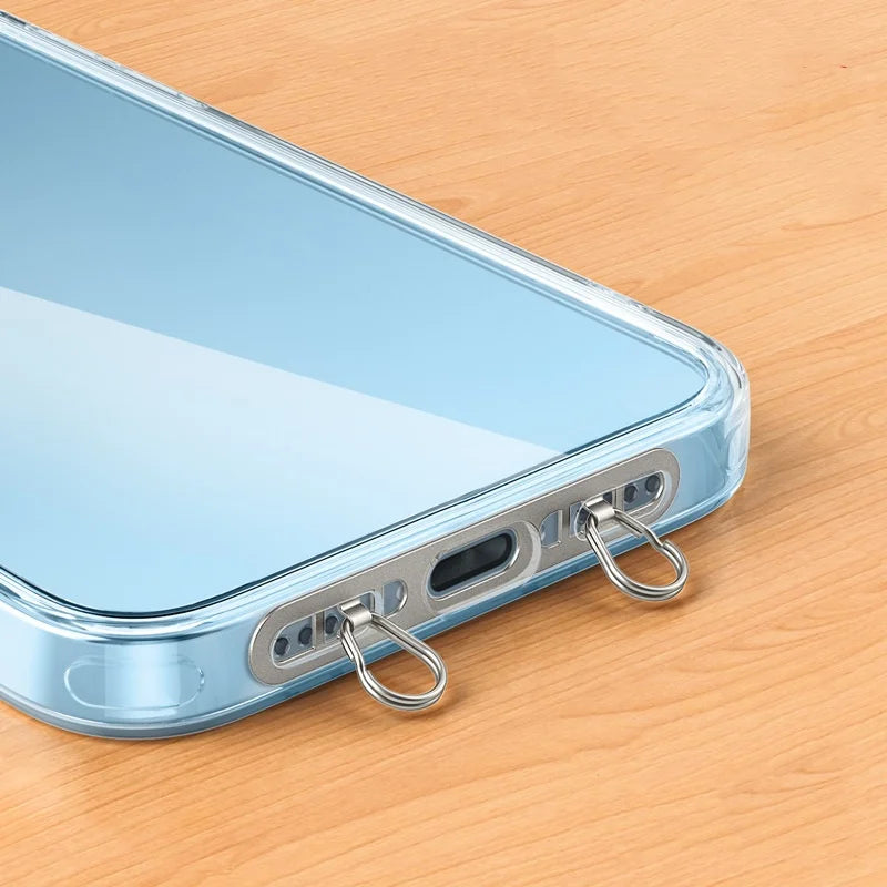 1/2/3Pcs Metal Phone Lanyard Side Hanging Patch For iPhone Stainless Steel Clip Double Buckle Phone Straps Gasket Connect Piece