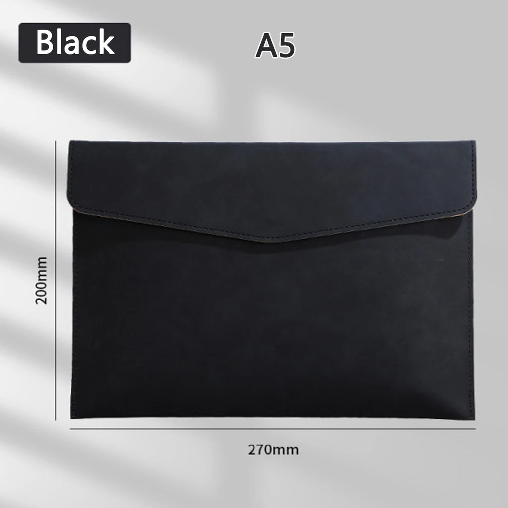 1pcs Leather A4/A5 File Bag Waterproof Wear-resistant Ultra-large Capacity Folder Business Office School File Storage Supplies