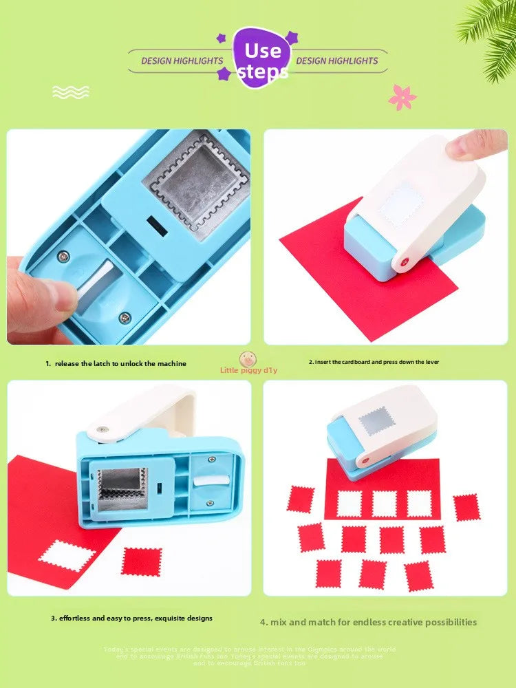 Extra Large 3.8*3.8cm Square Stamps and 3.8*3.2cm Rectangular Stamps DIY Handmade Punch Tool Effortless Stamp Embossing Machine