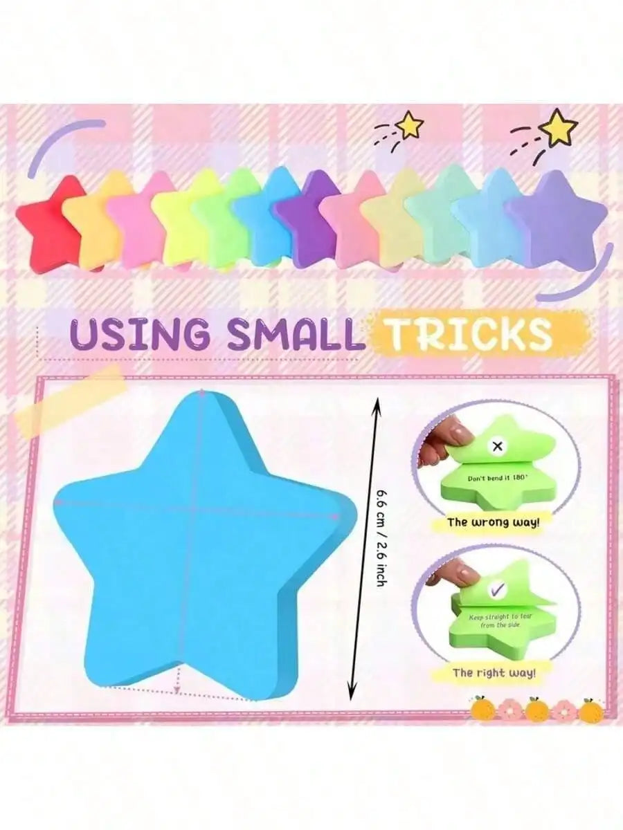 Star-Shaped Fluorescent Sticky Notes, 8 Colors, 30 Sheets Per Pack, Suitable For Office Supplies, Notebooks, Desk Accessories, Back To School Season
