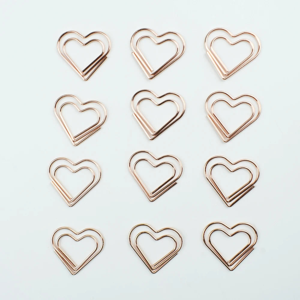 12-Piece Set Heart Paper Clips Colorful Binder for Love Notes Journaling DIY Craft School Supplies Office Organizing Party Favor