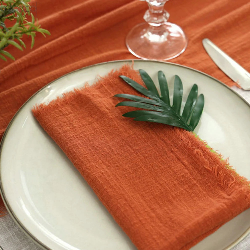 6PCS 43x43cm Dinner Table Rustic Decor Muslin Tea Towels, Birthday Decore Retro Cotton Cheesecloth, Cotton Gauze Wedding Napkins