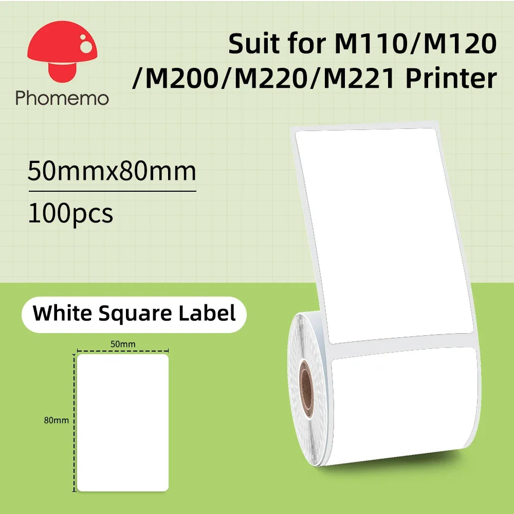 Phomemo Label For M110/M220/M221 Mini Printer Portable Thermal Label Stickers Self-Adhesive Waterproof Label Maker Sticker New