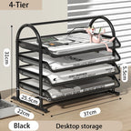 Sliding Paper Tray Organizer Metal Mesh Desktop File Storage Rack Document Letter Holder for Office Home School Classroom