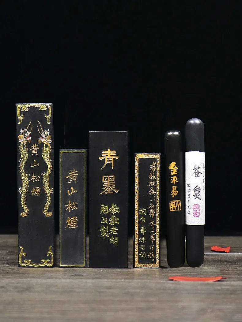 Original Chinese Painting Calligraphy Ink Stick Natural Pure Pine Soot Ink Block Grinding Ink Calligraphy Ink Bar Sumi Inkstick