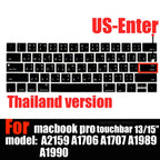 Keyboard Cover For MacBook Pro with Touch Bar 13&15 2016-2019 Model: A2159, A1989, A1990, A1706, A1707), Silicone Skin Protector