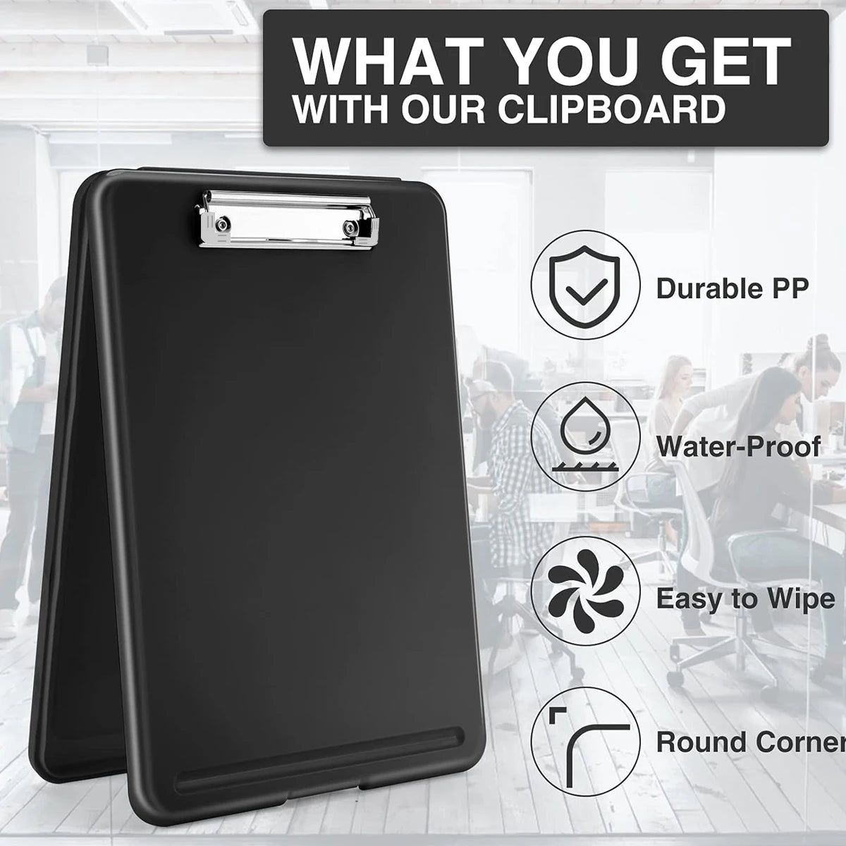 Clipboard with Storage (Multiple Colors Available) with Low Profile Clip, 9.5 x 13 Inch Sturdy Portable Writing Board, Foldable