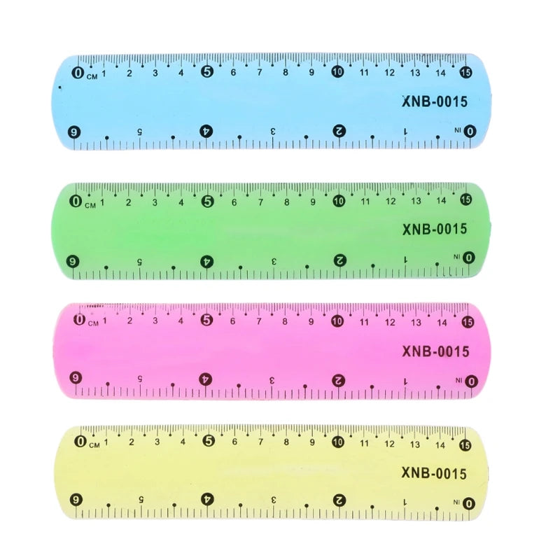 15cm Multicolor Flexible Soft Ruler Transparent Stationery Measuring Drawing Tool Teacher Educational Classroom Props QXNF