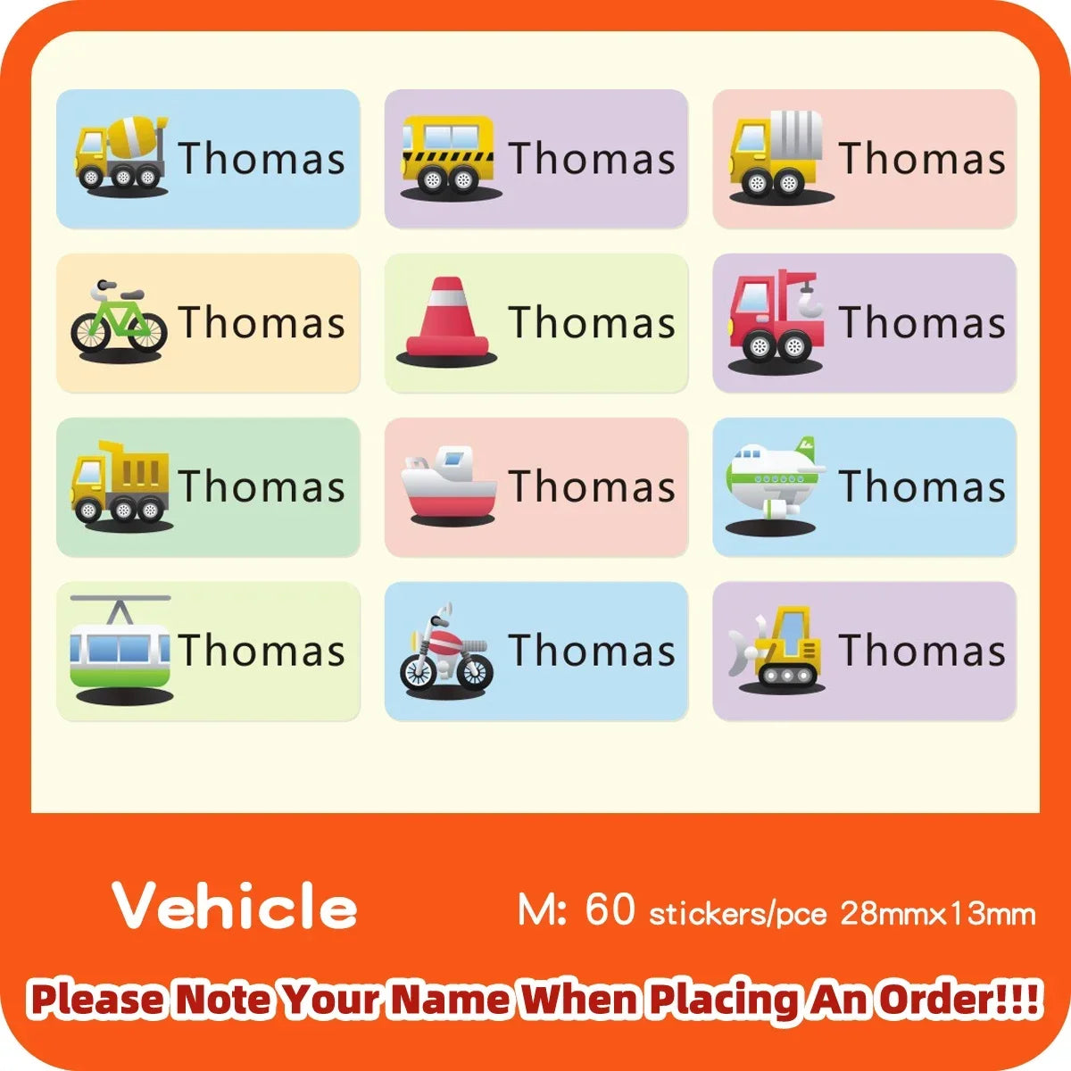 Multi Size Name Sticker Personlized First Name Waterproof Tag Custom Labels for Children Personal Scrapbook Kids School Label