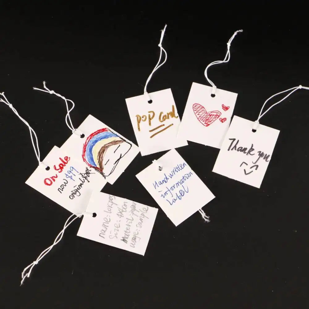 3cm*4.5cm Hanging Ornaments Card With Elastic Rope Tag White Cardboard Blank Price Label