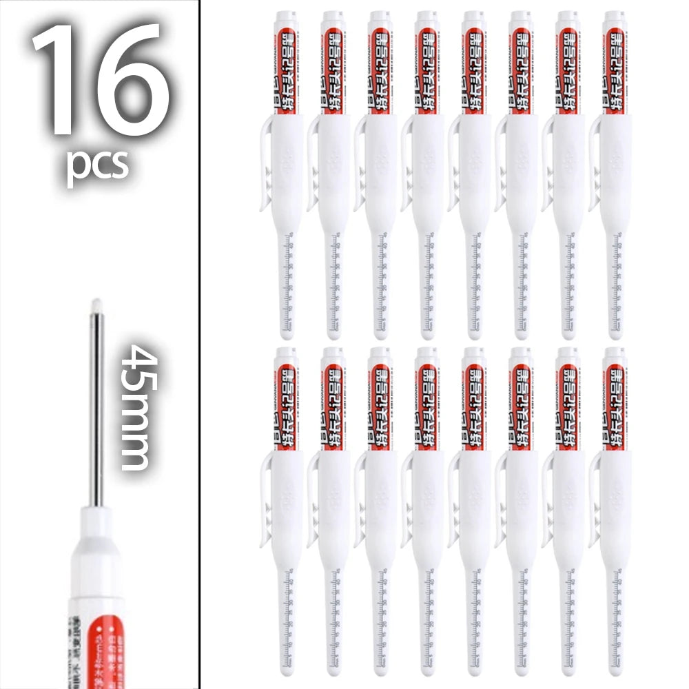 4-60Pcs 45mm Long Nib Head Carpenter Pen Deep Hole Marker Pens Black/Blue/Red/White for Measuring Woodworking Hand Tools